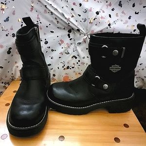 Womens Black Leather Harley Davidson Boots